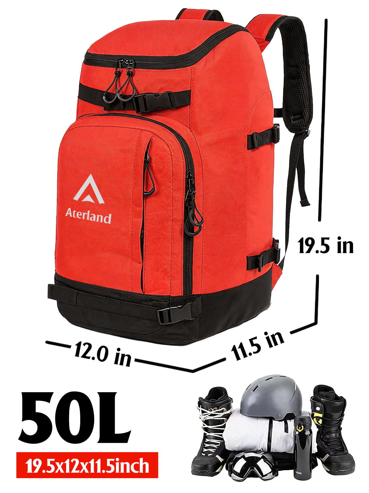 Aterland Ski Boot Bag– 50L Waterproof Snowboard Boot Bag