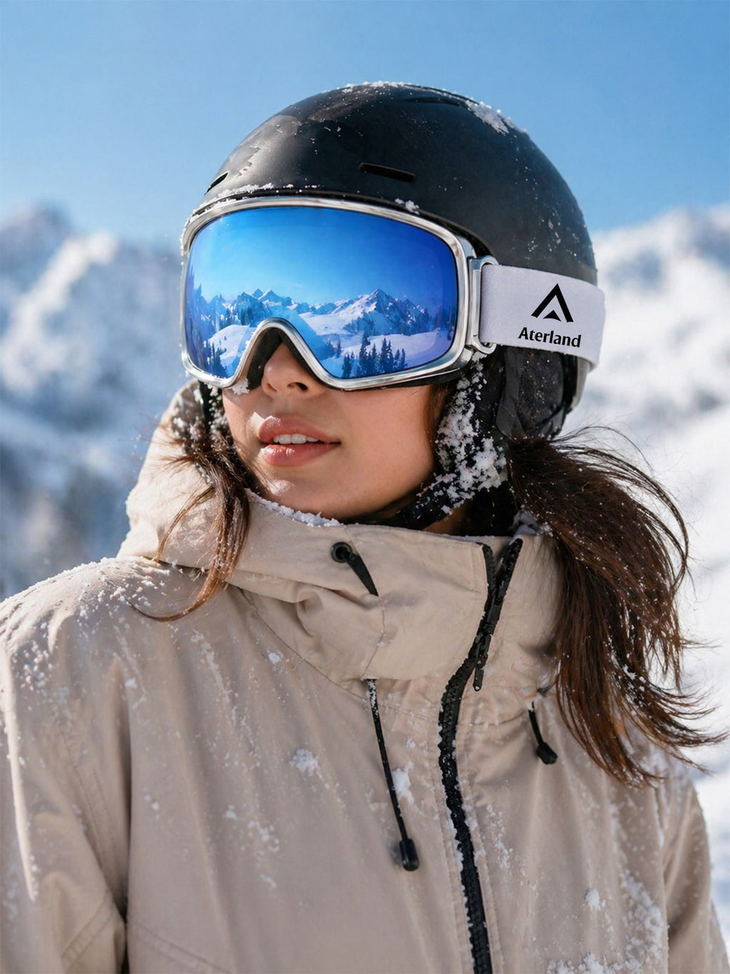 Aterland Ski Goggles, Frameless Anti-Fog with Interchangeable Lens, UV400