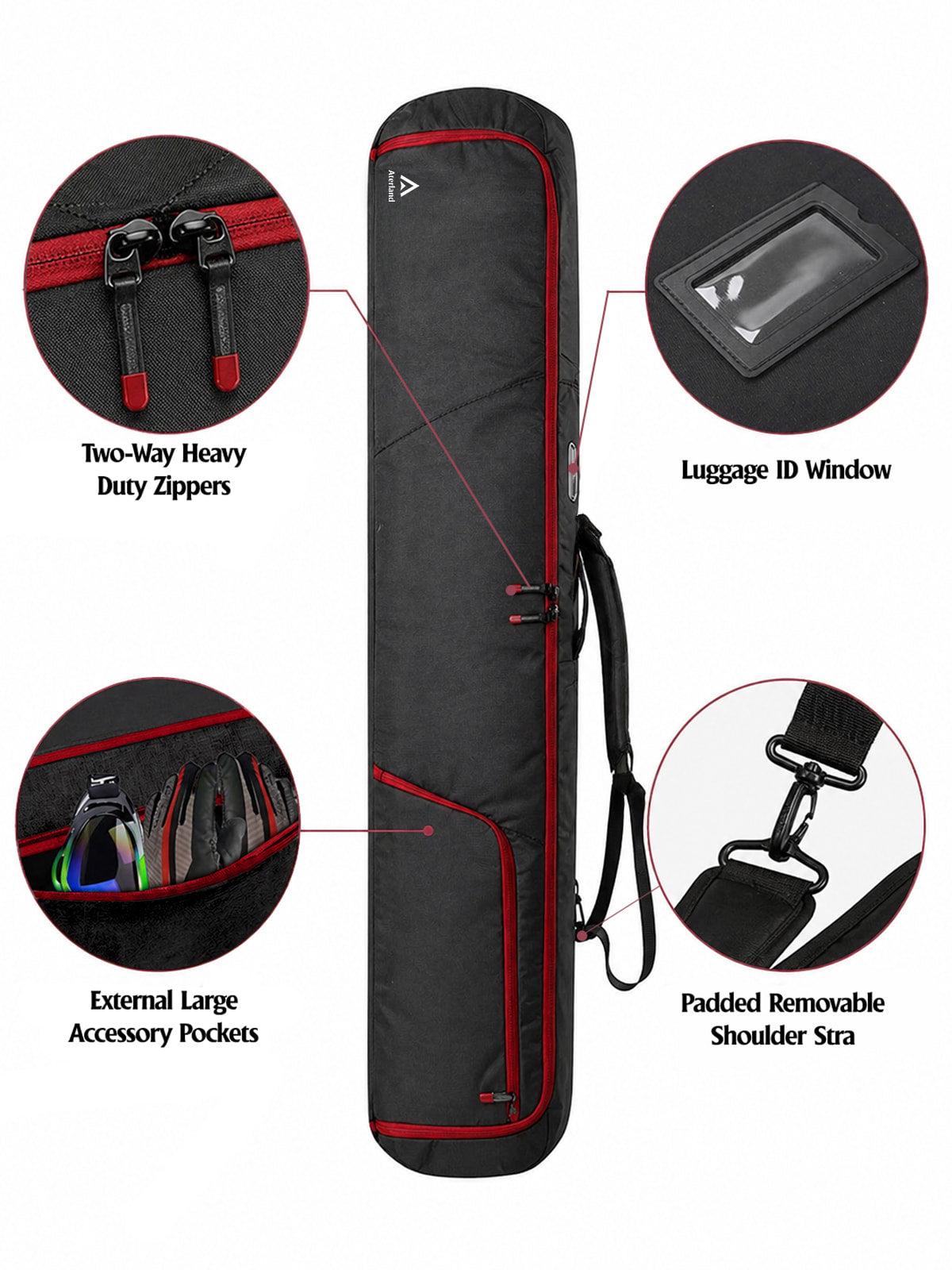 Aterland Padded Snowboard Travel Bag – 600D Reinforced Waterproof